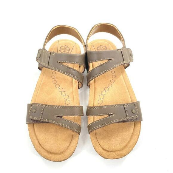 Earth Origins Sandals Women's Size 6 Brown Leather Adjustable Straps Casual - Picture 2 of 6